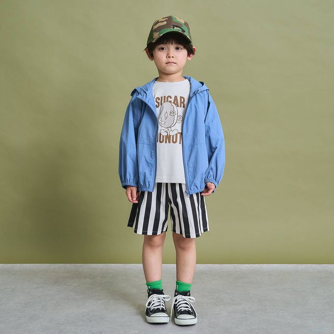 日本 b-ROOM - 防污速乾簡約印花短袖上衣-披薩-紅