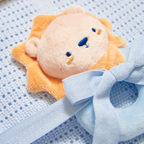 Chic a Bon 竹棉毯三星禮盒(竹棉毯+洞洞棉毯+手搖鈴 寶寶新生兒禮 滿月禮 彌月禮)-藍色