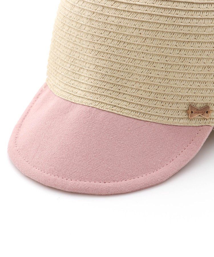 日本 apres les cours - 後大蝴蝶結抗UV時尚藤編帽-粉紅