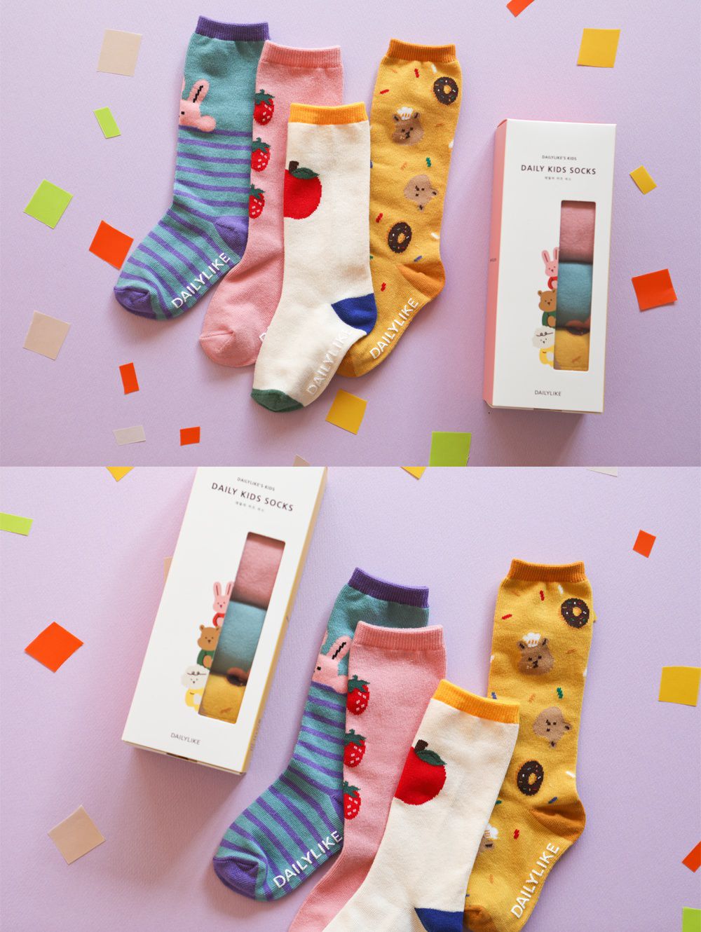 韓國 Daily Like - 兒童襪子/長筒襪4入組