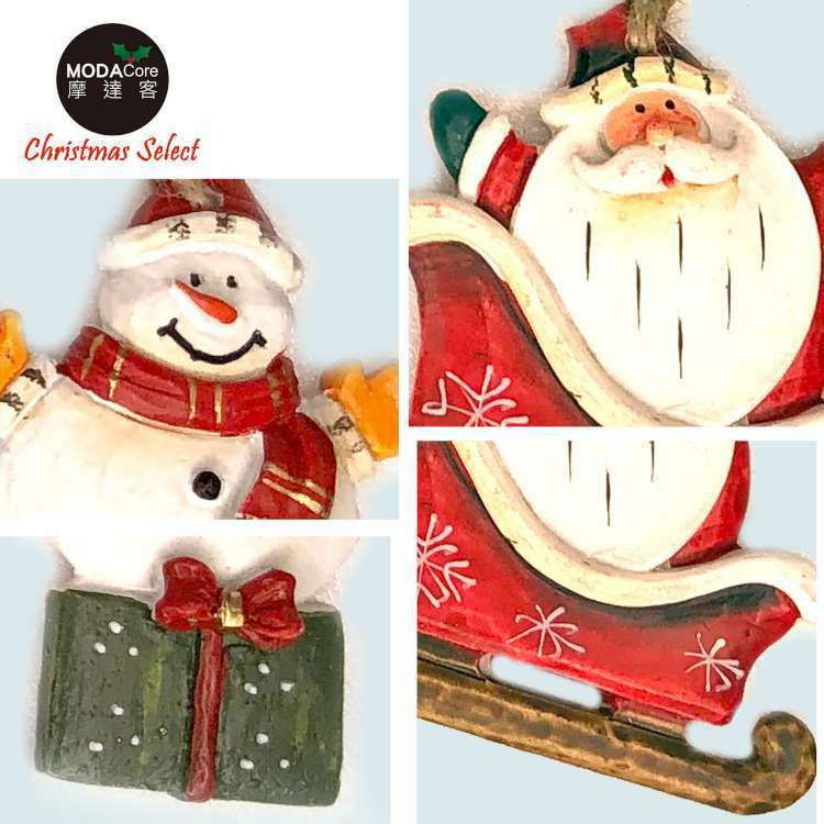 MODACore 摩達客 - 聖誕樹脂藝術創作裝飾吊飾-2入組-3.滑雪老公雪人