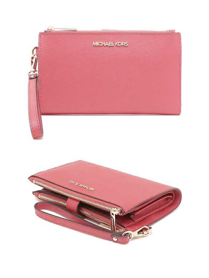 MICHAEL KORS - 防刮皮革雙層手機長夾 (玫瑰粉)