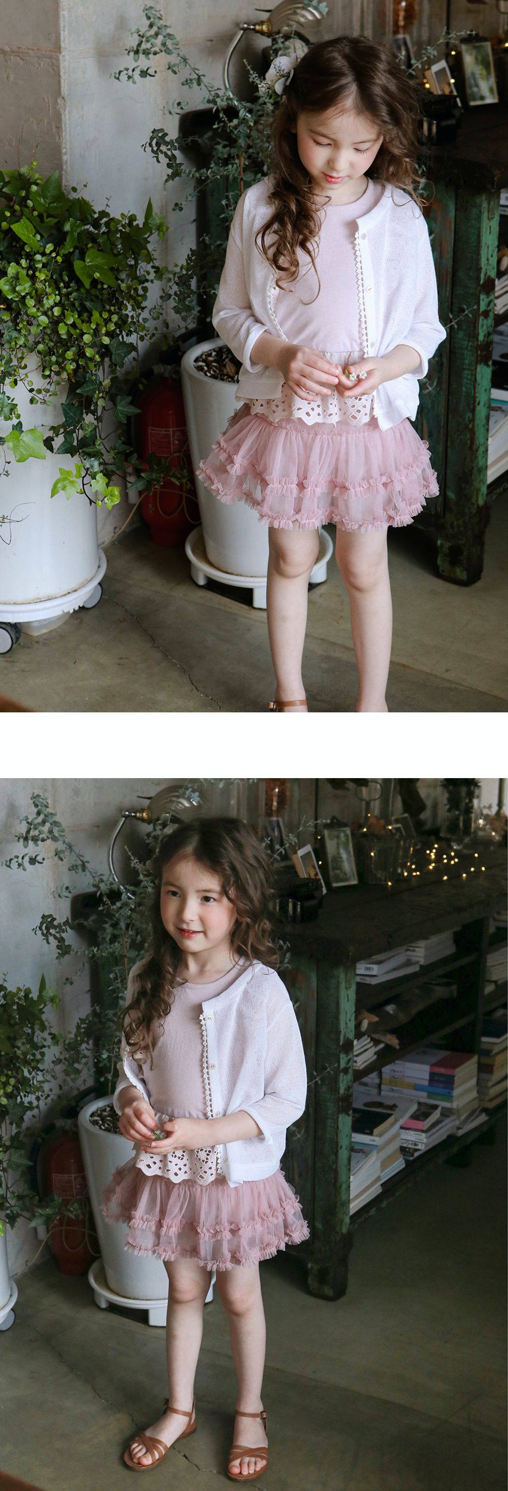 韓國 PuellaFLO - 鏤空荷葉無袖上衣-藕粉