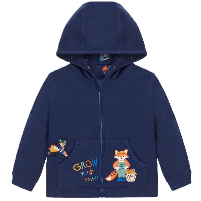 英國 JoJo Maman BeBe - 雙面穿100%純棉保暖連帽外套-狐狸農夫