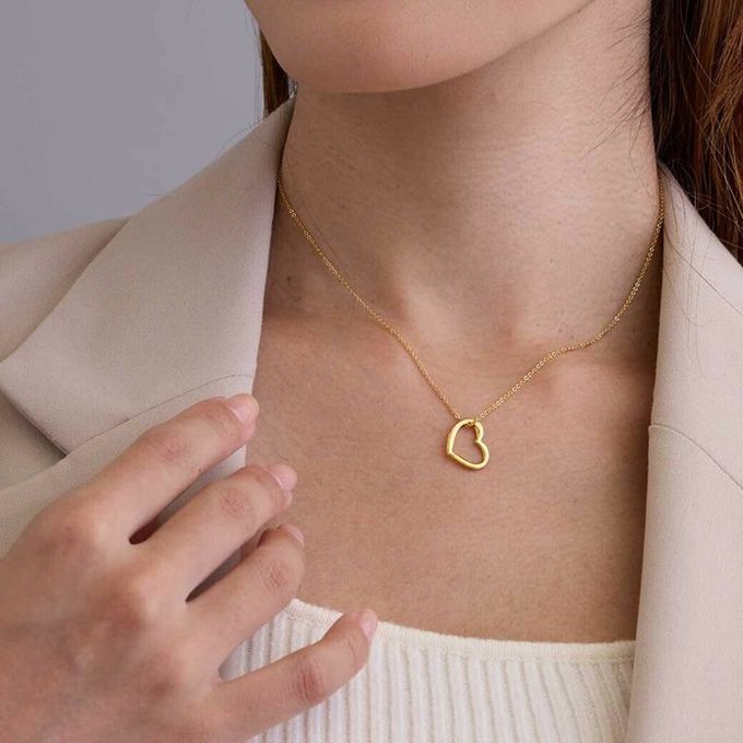 日本 Melody Accessory - 日本製 簡約典雅愛心造型項鏈-金