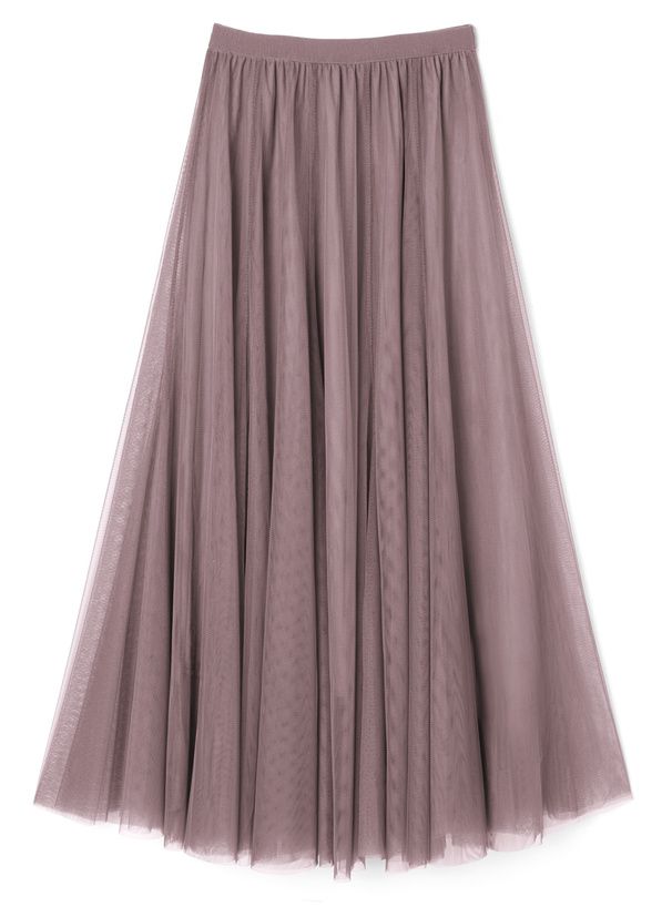 日本 GRL - 飄逸顯瘦雙層傘紗裙-灰摩卡 (M)