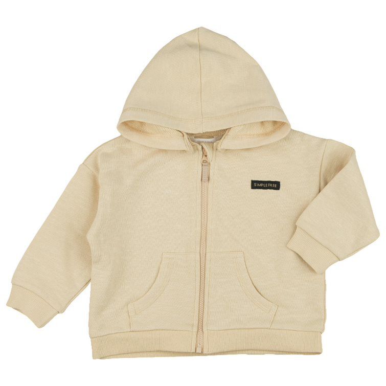 akachan honpo - 連帽外套 粗節紗-毛圈內裡-淺卡其色