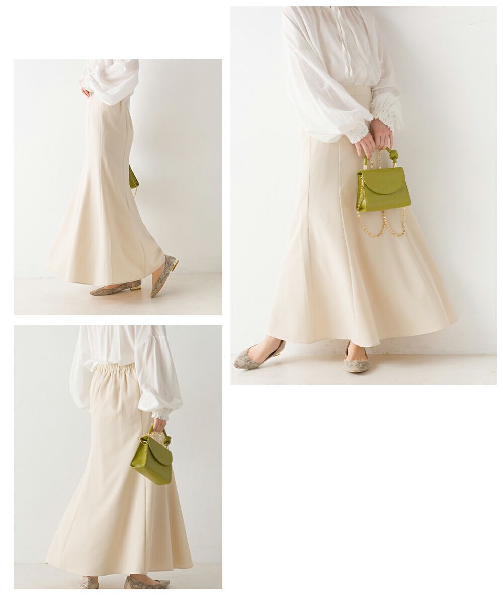 日本 OMNES - 後鬆緊透氣修身魚尾裙-經典黑