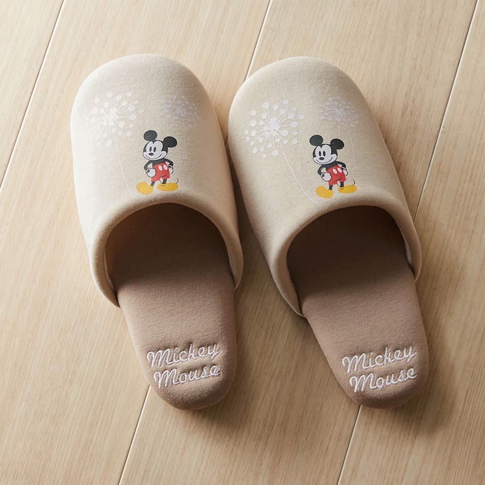 日本千趣會 - 迪士尼室內拖鞋-米奇蒲公英-杏