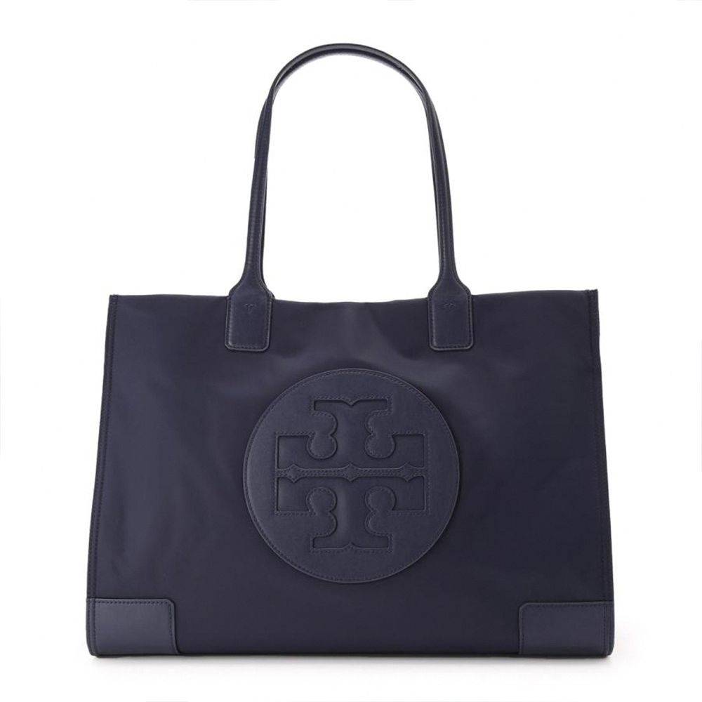 雙T-LOGO拼接皮革托特包 (莫藍迪藍灰)