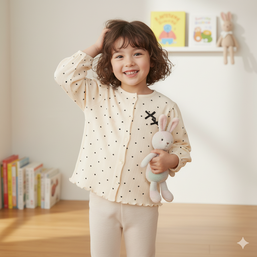 開襟外套-羅紋抽針針織布-象牙白色