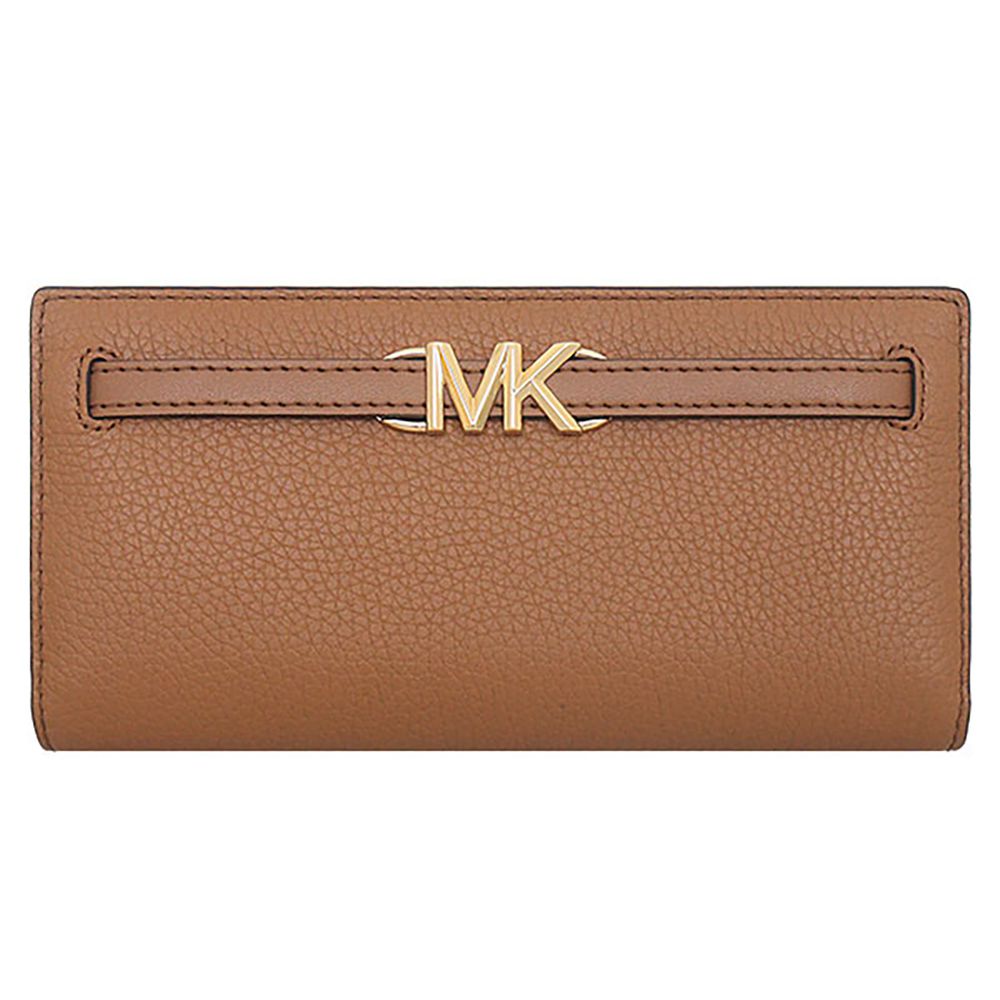 荔枝紋皮革釦式長夾 (咖啡)