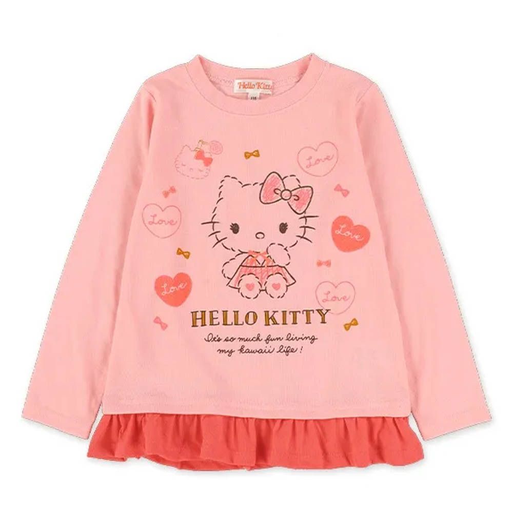 限量聯名 印花長袖上衣-卡通人物三麗鷗-Hello Kitty-桃紅