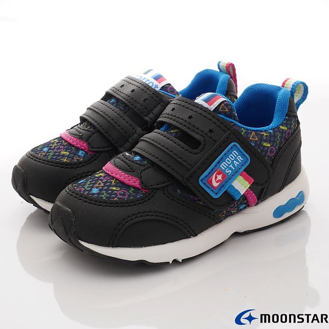 Moonstar日本月星 - 月星速乾機能運動款(中小童段)-運動鞋-黑/符號