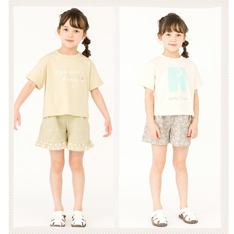 日本 ZOOLAND - 100％天竺棉印花短袖上衣-英文草寫-卡其