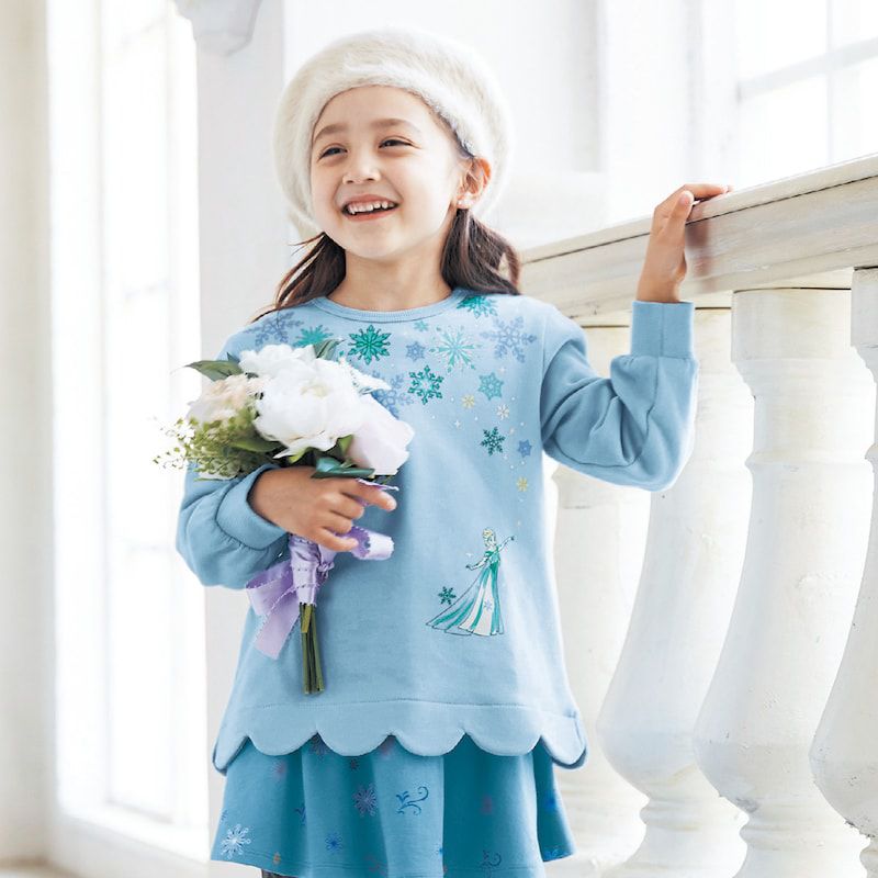 日本千趣會 - 聯名款 波浪裏毛長袖上衣-公主印花-粉紅