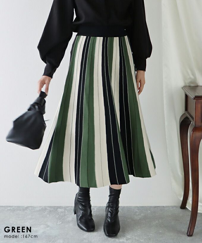 日本 BLUE EAST - [店員推薦] 撞色修身針織長裙-水藍x米杏