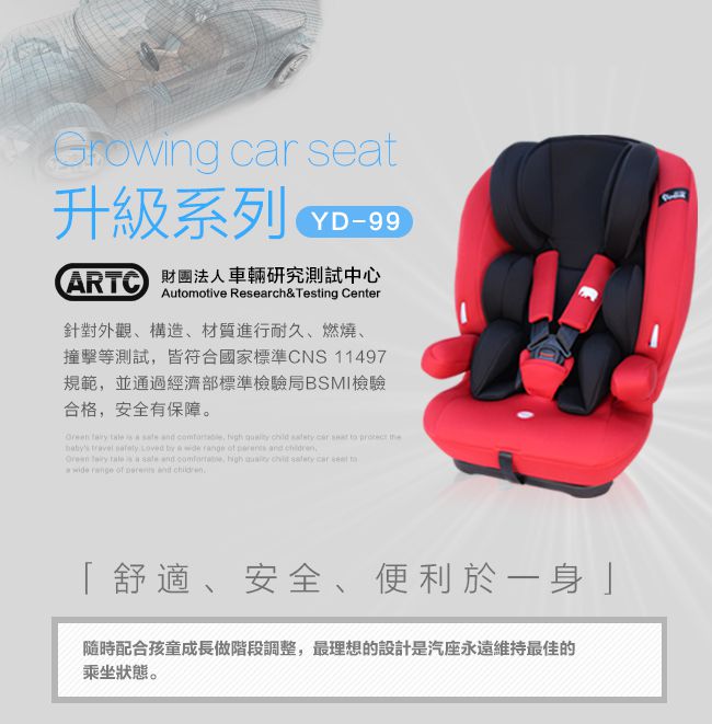 YODA - 【福利品】第二代成長型汽車安全座椅/汽座/安全座椅-極地迷彩-2~12Y (約9~36kg)