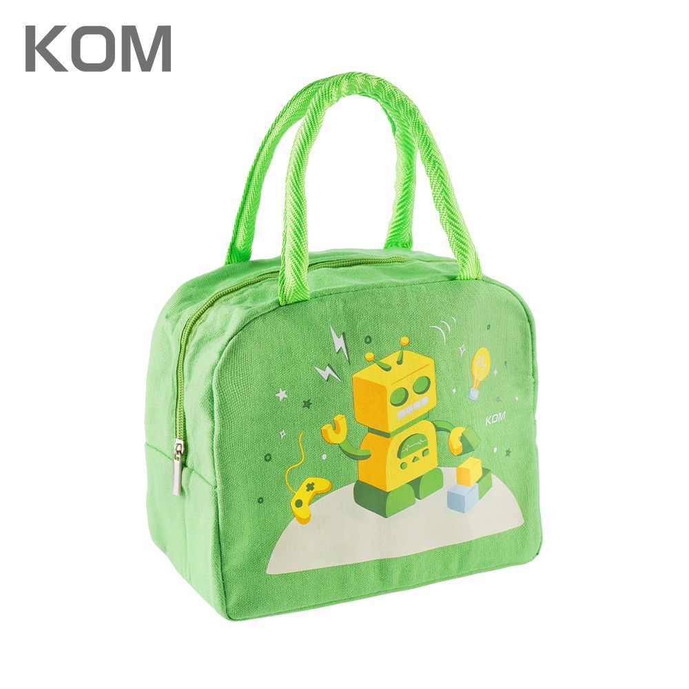 KOM - 夢想系列｜兒童便當保溫餐袋-機器人-綠色-長22.5cm*寬12.5cm*高18.5cm