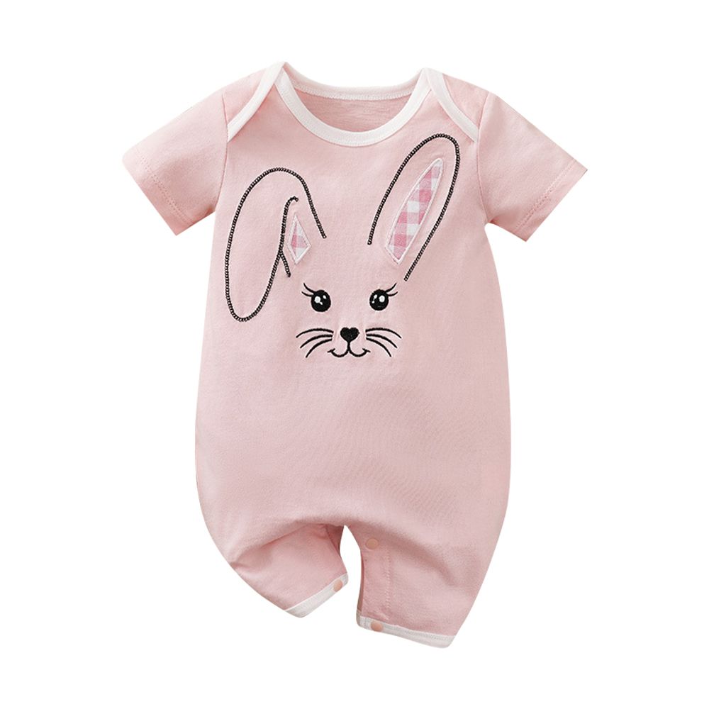 JoyNa - 棉質短袖包屁衣 短袖嬰兒服-兔子