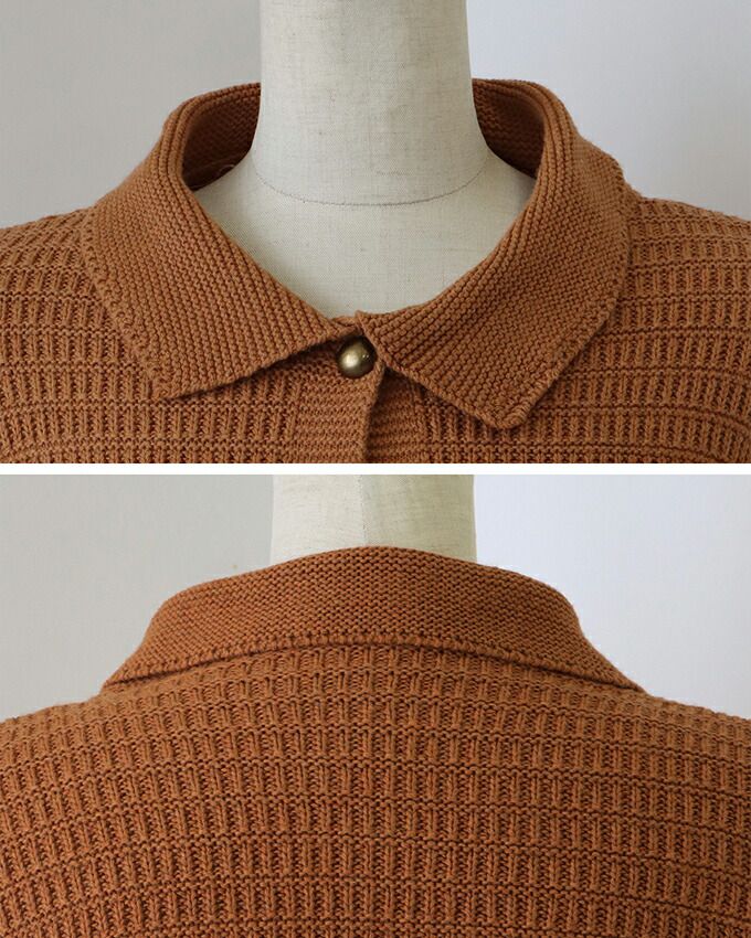 日本 BLUE EAST - 優雅金釦柔軟翻領針織上衣-白