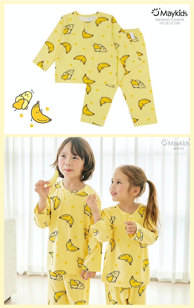韓國 Maykids - 乖乖香蕉睡衣套裝-黃