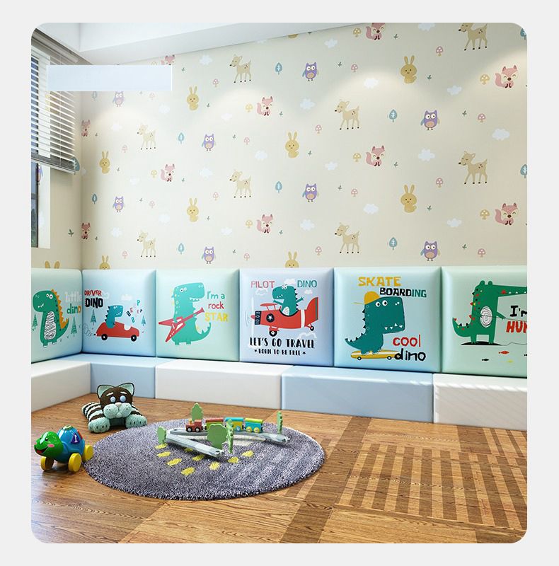 Vanibaby - 自黏式PU防撞壁貼-3片組_超厚3cm 防撞 防水 防霉 (嘻哈恐龍系列)-款式隨機3入