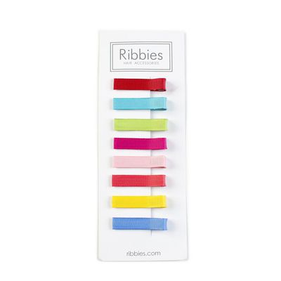英國 Ribbies - 亮彩單色髮夾8入組