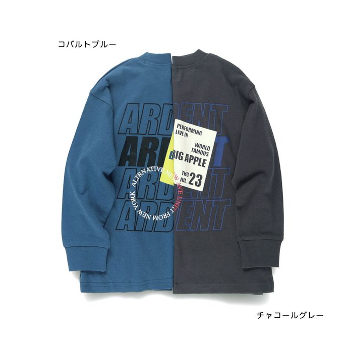 日本 BRANSHES - 100%棉 英文標語落肩長袖上衣-背後標誌-白