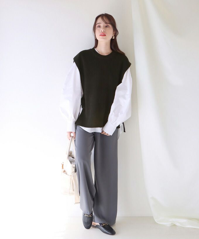 日本 BLUE EAST - 柔軟文藝綁帶針織背心-可可