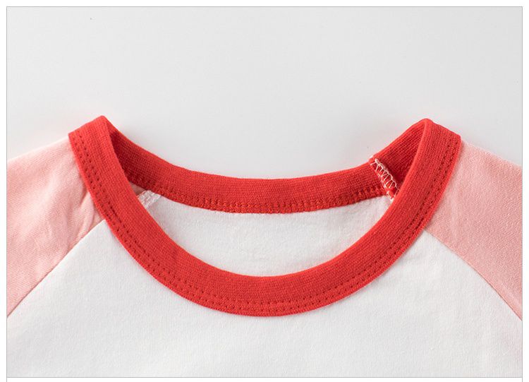 純棉短袖上衣-愛心兔兔-粉+白