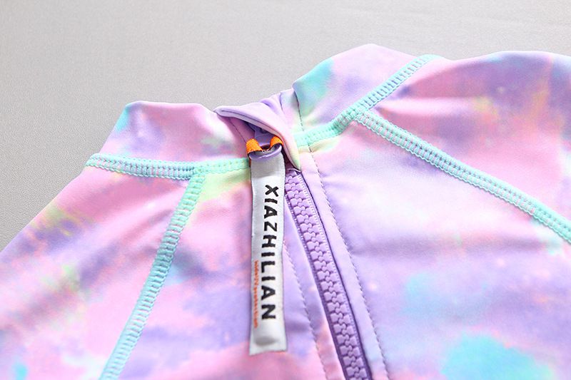 女寶防曬長袖連身泳裝套裝(附帽子)-萌萌獨角獸-紫色