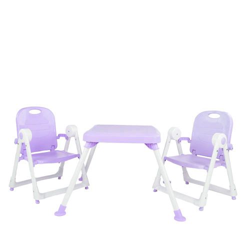美國 ZOE - 兩椅一桌雙人組合-附白色小餐盤-星空紫