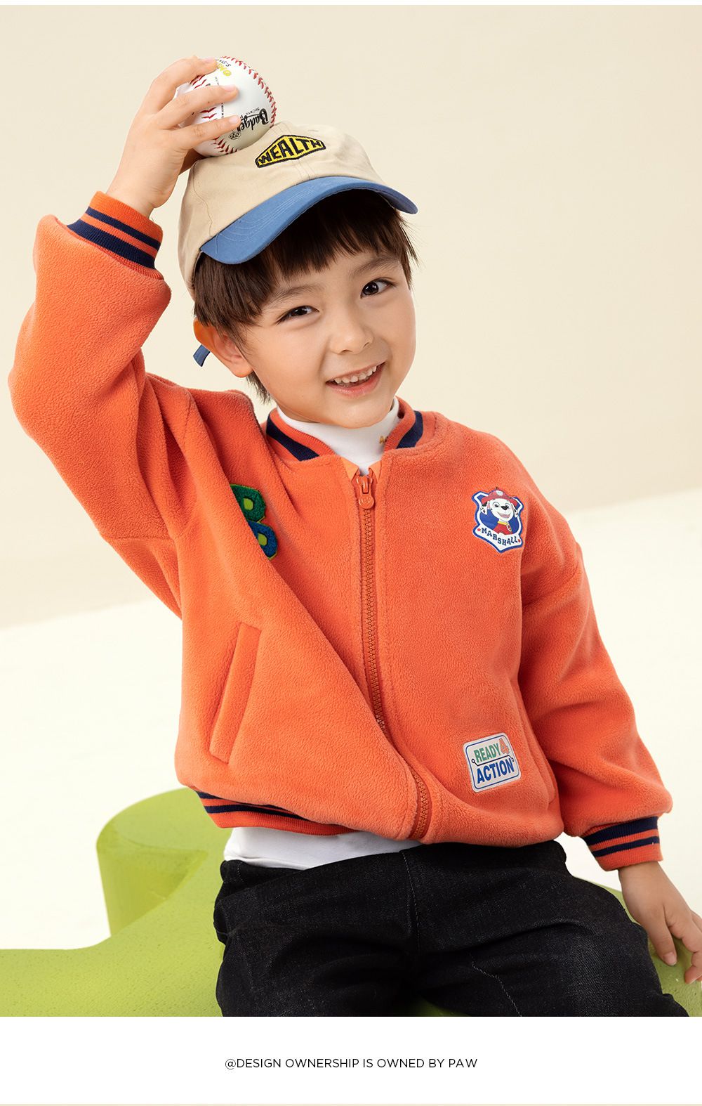 卡通汪汪隊加絨加厚棒球外套-卡通人物天天-粉色