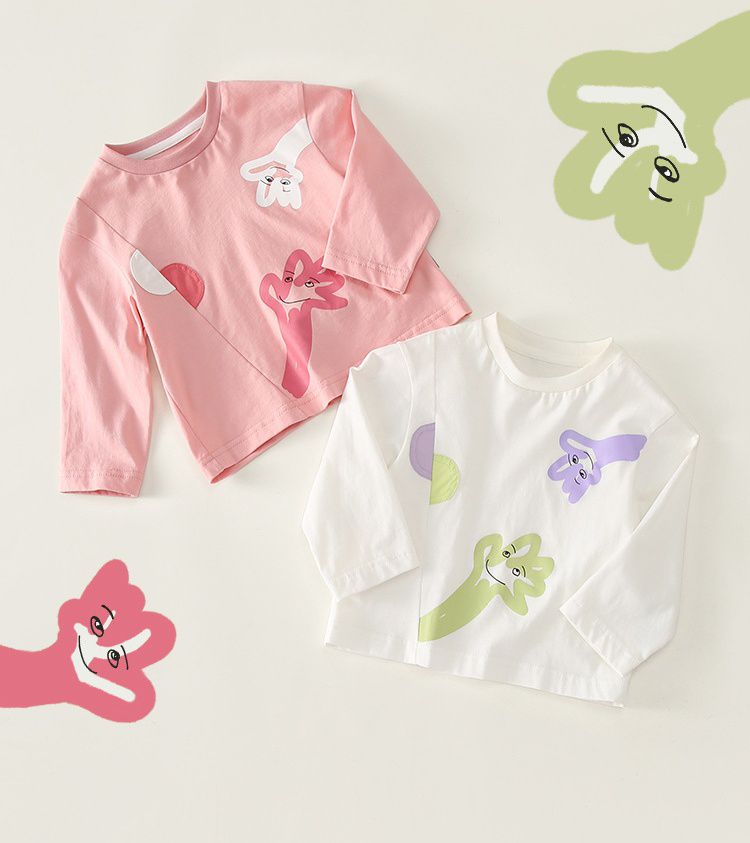 純棉Q萌長袖上衣-微笑-粉色