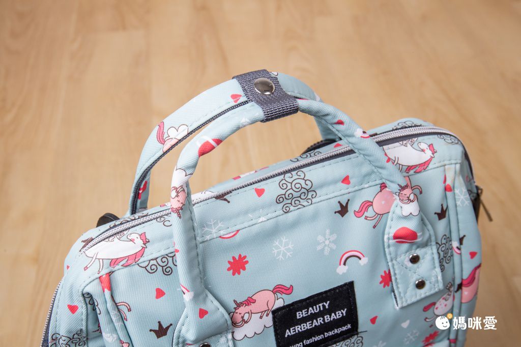 繽紛大容量媽媽包/後背包-獨角獸-淺綠色 (39x25x17cm)