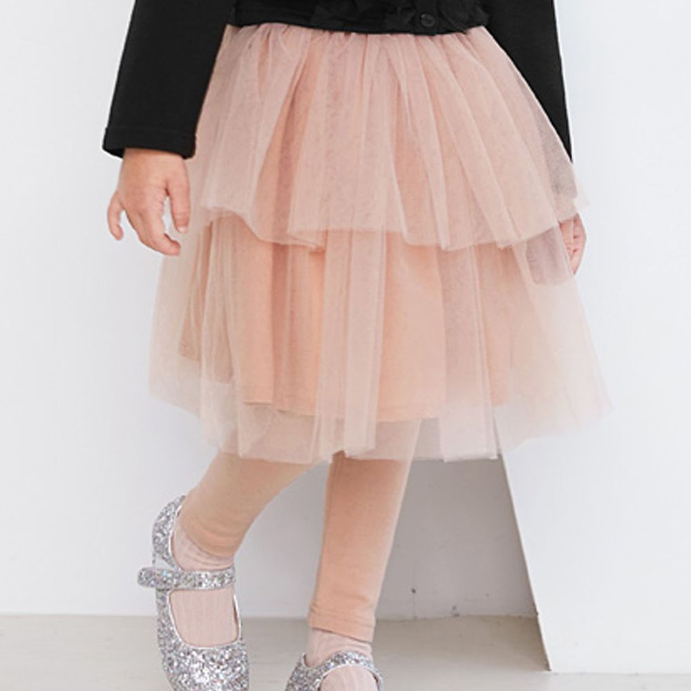 韓國 WALTON kids - 雙層網紗褲裙-粉紅