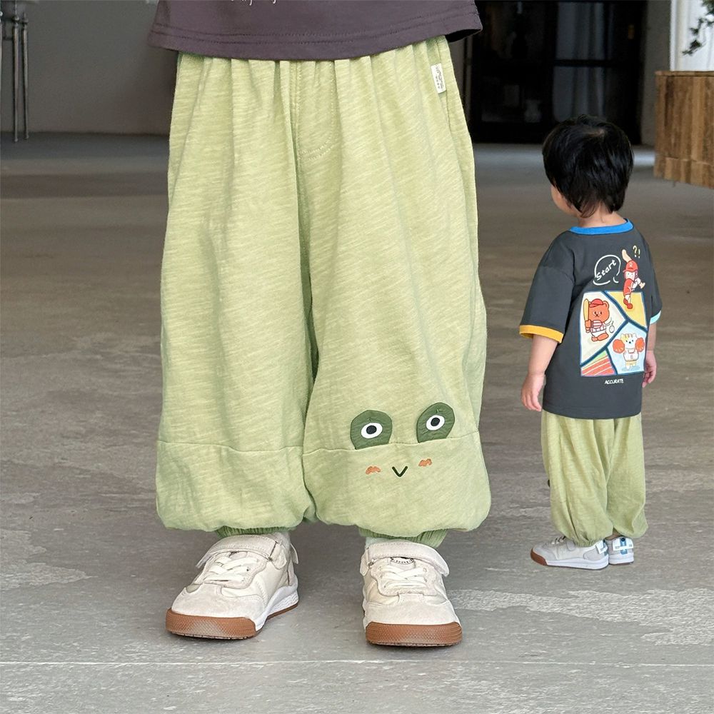 純棉輕薄透氣防蚊褲-可愛動物-黃綠