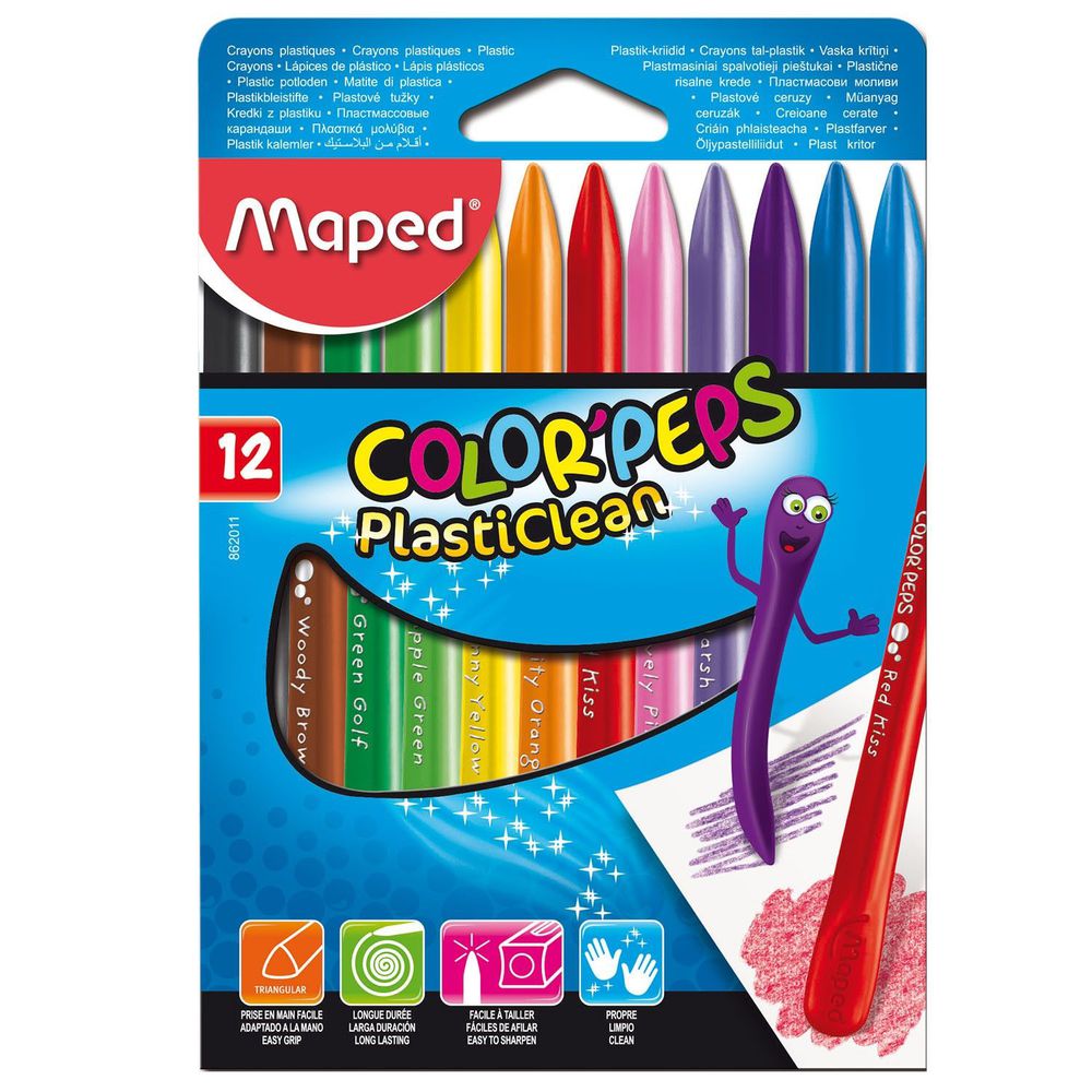 馬彼得 MAPED - 12色可擦式三角蠟筆