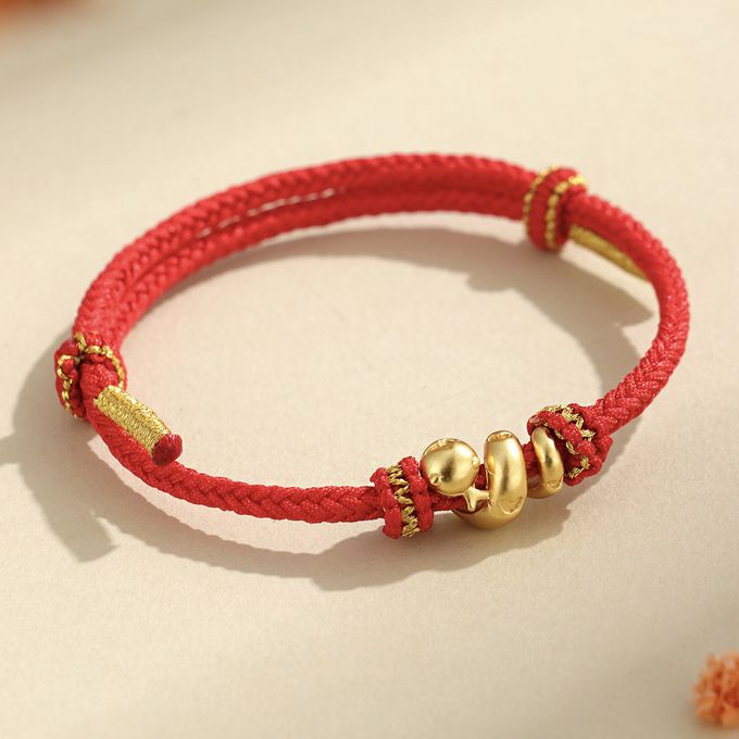 本命年愛心金蛇送福999銀好運編織手繩 新年過年開運生肖紅繩