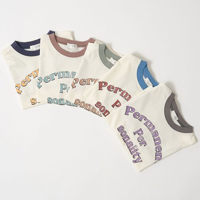 日本 b-ROOM - 100%棉 簡約logo撞色長袖上衣-摩卡