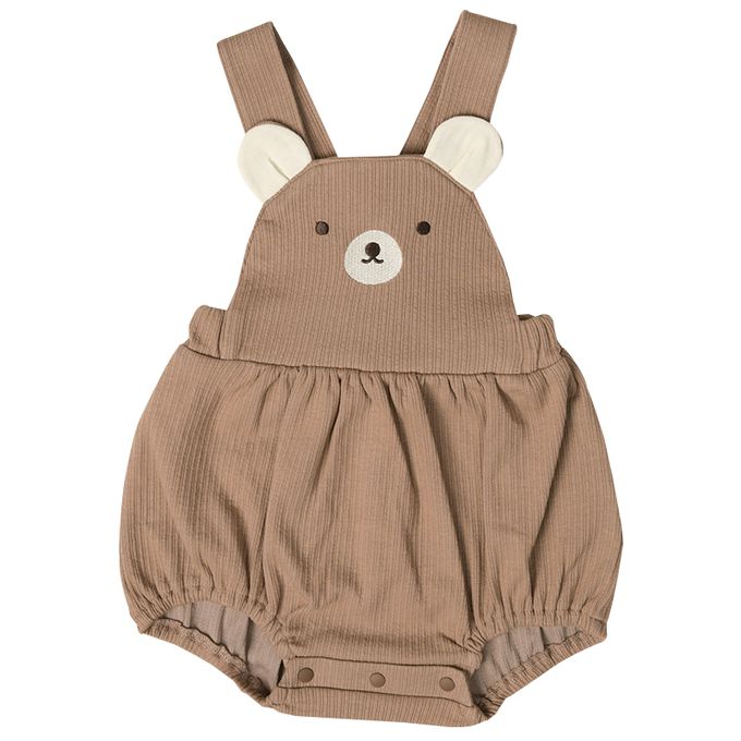 akachan honpo - 吊帶褲+T恤-動物-咖啡色