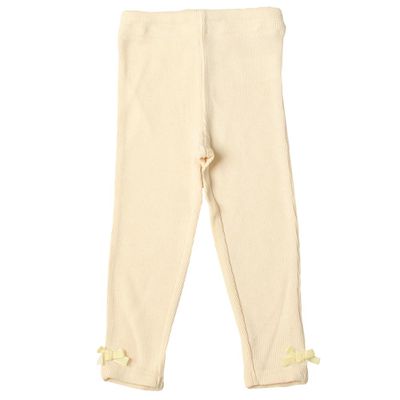 akachan honpo - 褲腳蝴蝶結合身褲-米白色