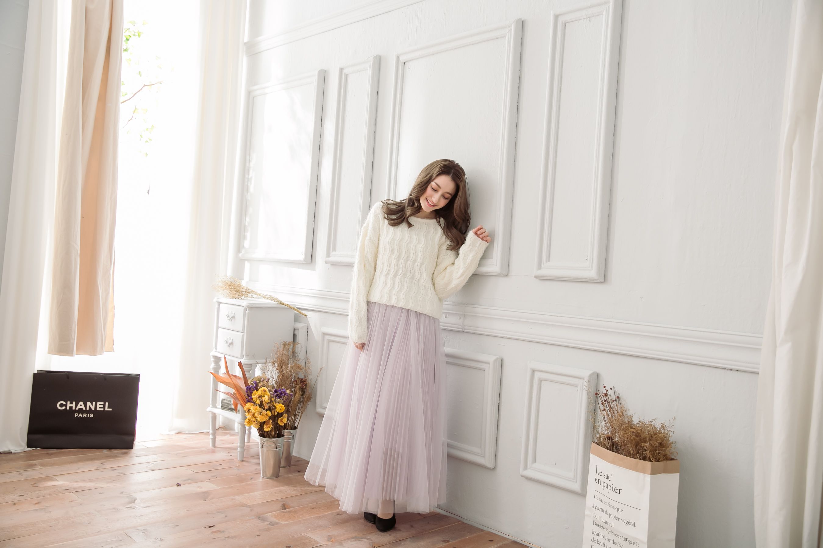 Peachy - 獨家訂製綿柔法式浪漫三層蓬紗裙-三層蓬版-淺芋灰 (F)