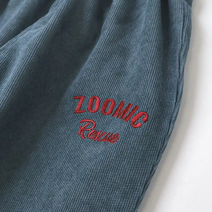 日本 ZOOLAND - 熊熊救援隊 燈芯絨車車口袋長褲-消防車-藍