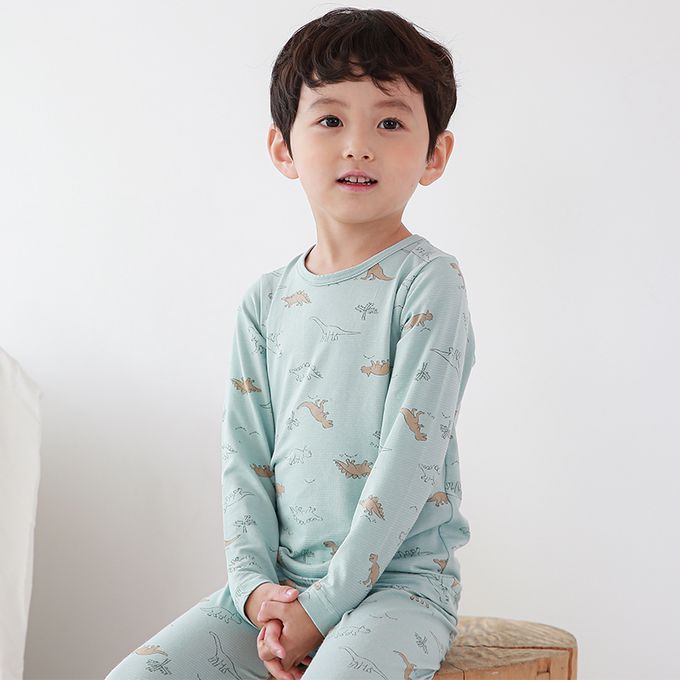 正韓 Cogibu - 極舒適無螢光劑幼兒/兒童 AERO WARM 有機發熱衣睡衣/家居服套裝組-恐龍
