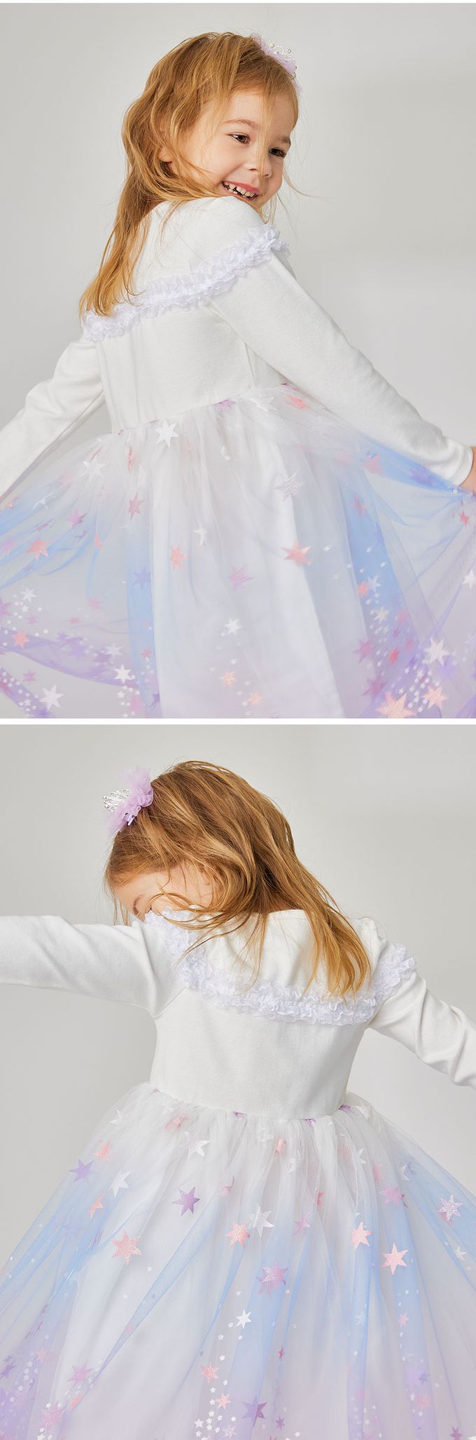 韓國 OZKIZ - (附髮飾)寶石蝶結裝飾夢幻網紗洋裝