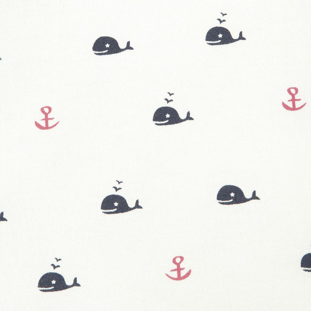 日本 Combi - mini系列-短袖連身衣-鯨魚/白 (60-70)