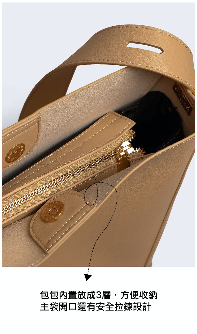 真皮大容量水桶包(加寬背帶)-棕色 (26x25.5x10.5cm)