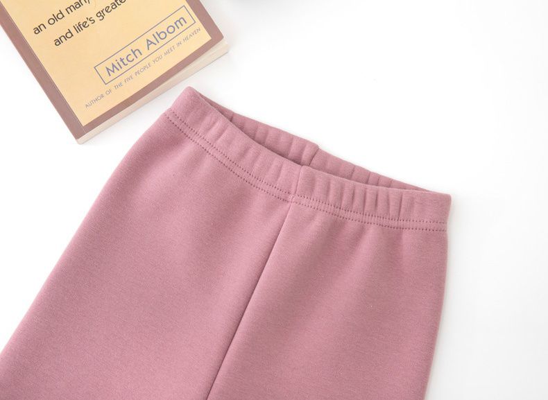 FANMOU - 加絨腰鬆緊保暖內搭褲-可愛熊熊-粉紅色